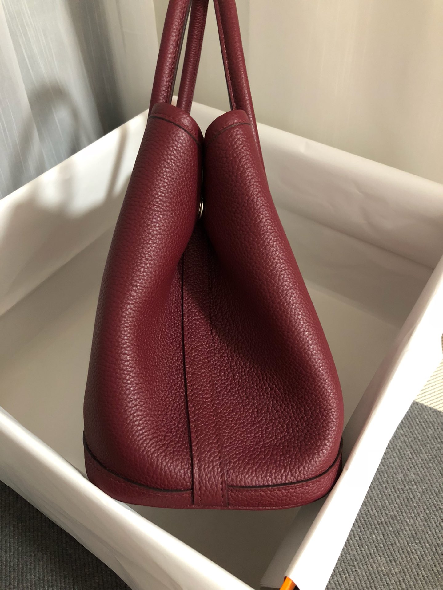 Hermes Garden Party 30cm Tote Handbag In Bordeaux Clemence Leather